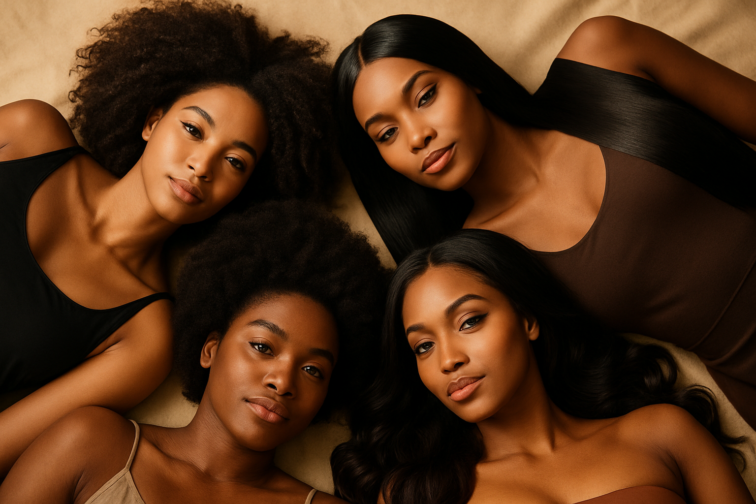 Black women lying down with best hair