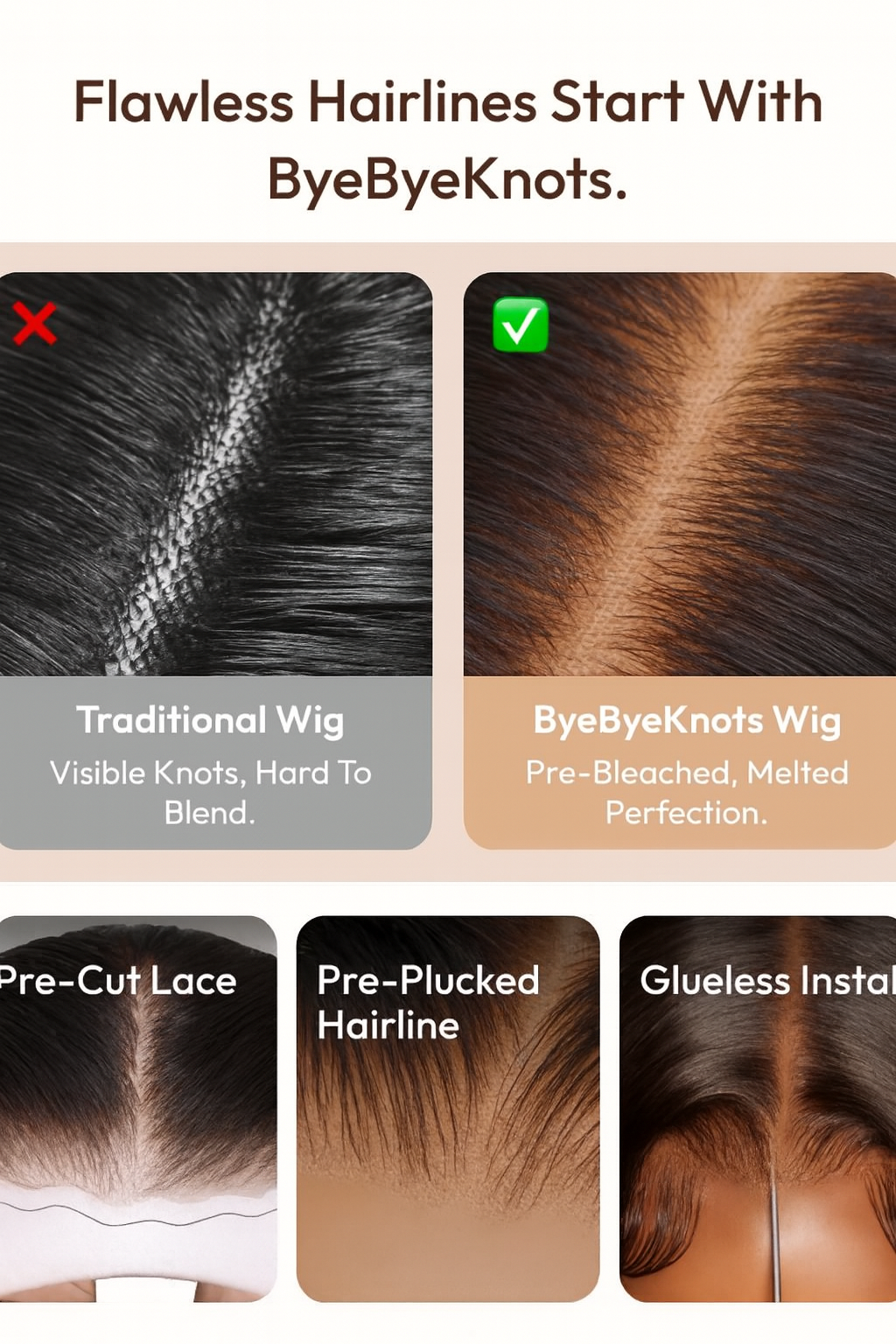 Mc Hair 7x5 Bye Bye Knots™ Wig Glueless Lace Balayage Highlight Body Wave Drawstring & Curtain Bangs Wig