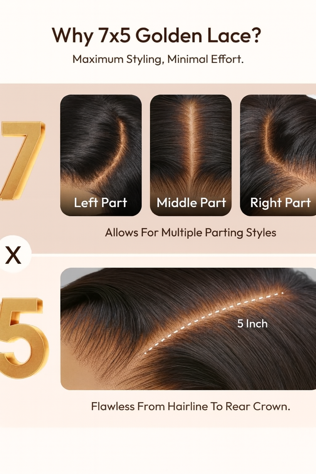 Mc Hair 7x5 Bye Bye Knots™ Wig Glueless Lace Balayage Highlight Body Wave Drawstring & Curtain Bangs Wig