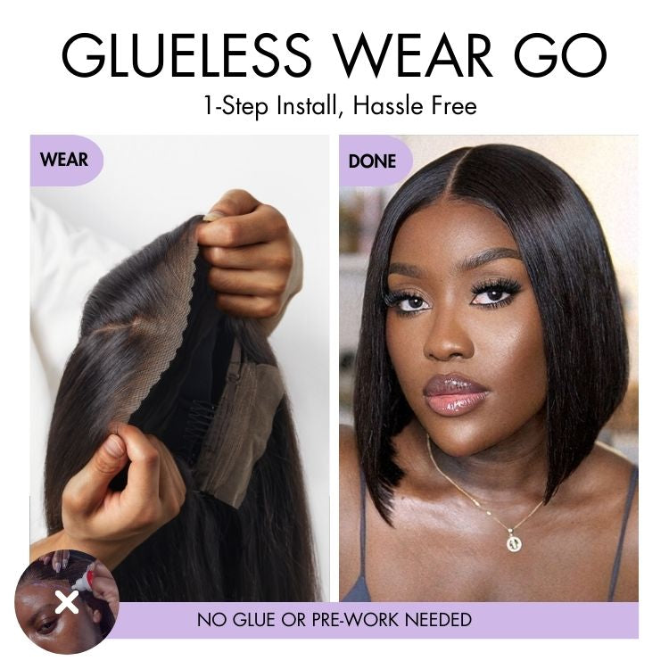 Straight Blunt-Cut Bob Wig – Middle Part, Natural Black