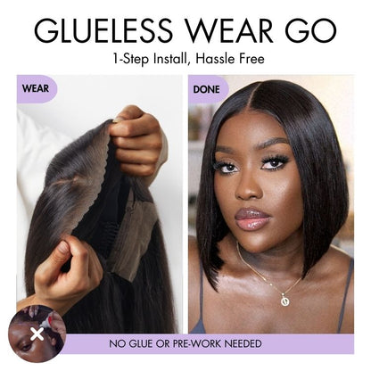 Straight Blunt-Cut Bob Wig – Middle Part, Natural Black