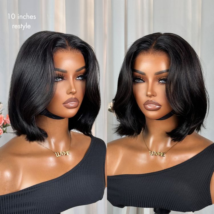 Straight Blunt-Cut Bob Wig – Middle Part, Natural Black