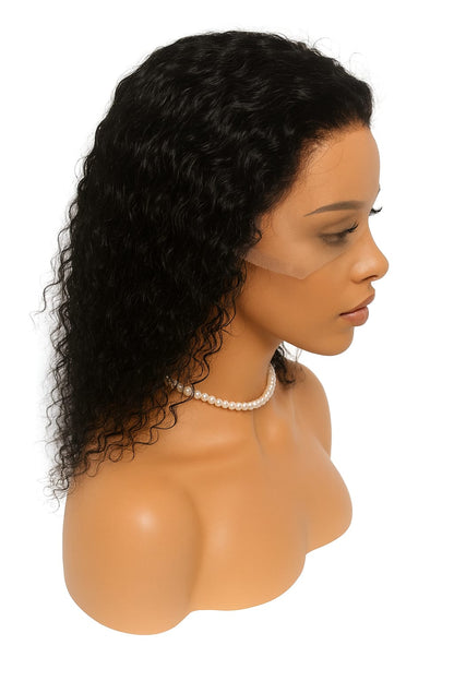 13×4 Deep Curly Lace Front Wig – Natural Black, 210% Density