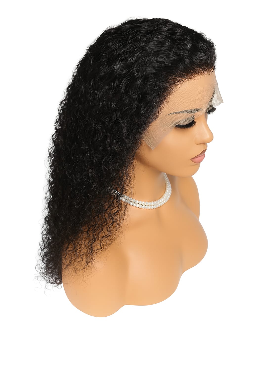 13×4 Deep Curly Lace Front Wig – Natural Black, 210% Density