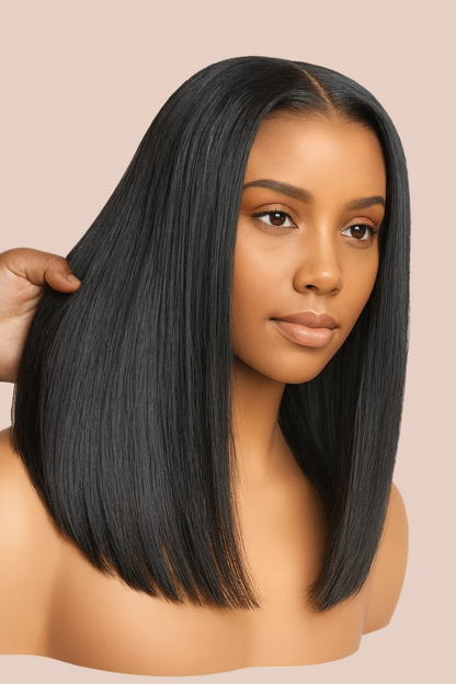 Mc Hair Bye bye Knots Wig 7x5 & 13x4 Put On And Go Glueless Lace Bleached Knots Bob Drawstring Wig 150% Density