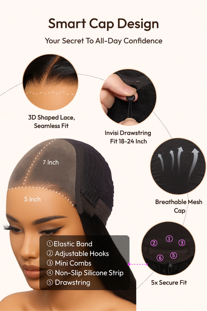 Mc Hair Bye bye Knots Wig 7x5 & 13x4 Put On And Go Glueless Lace Bleached Knots Bob Drawstring Wig 150% Density