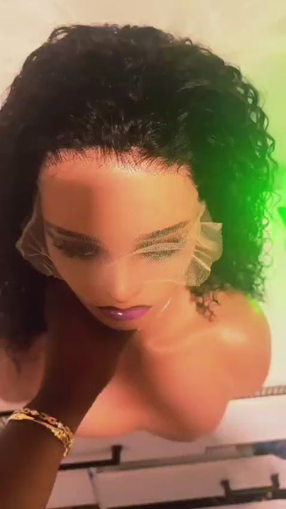 13×4 Deep Curly Lace Front Wig – Natural Black, 210% Density